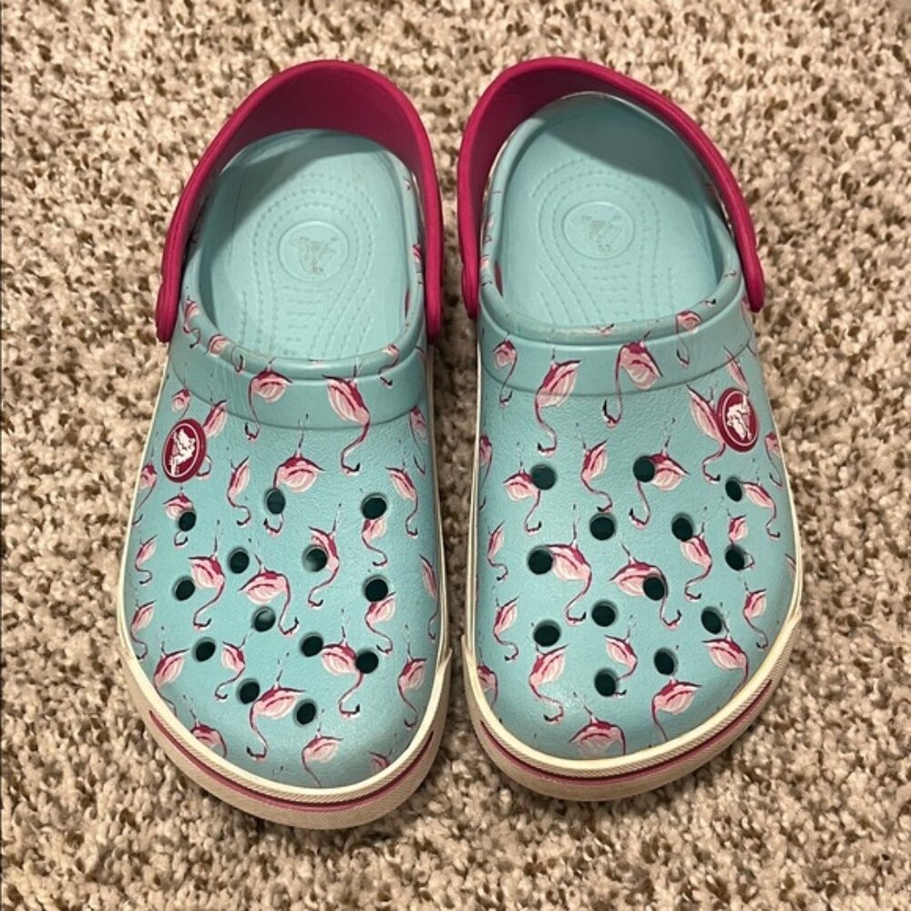 CROCS Kids Flamingo Water Shoes Teal and Pink